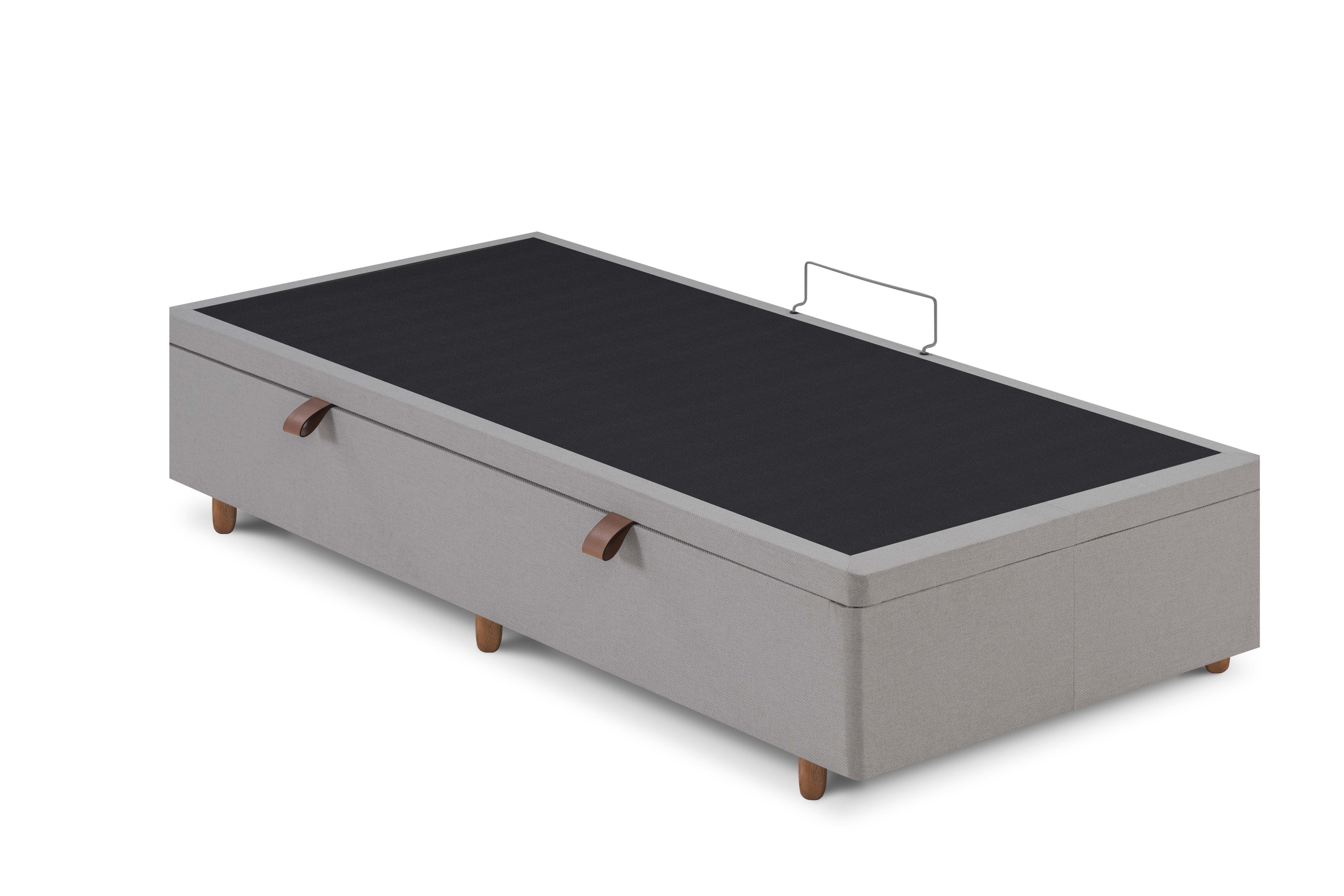 Base Box Baú Solteiro King 96x203x36  Cinza