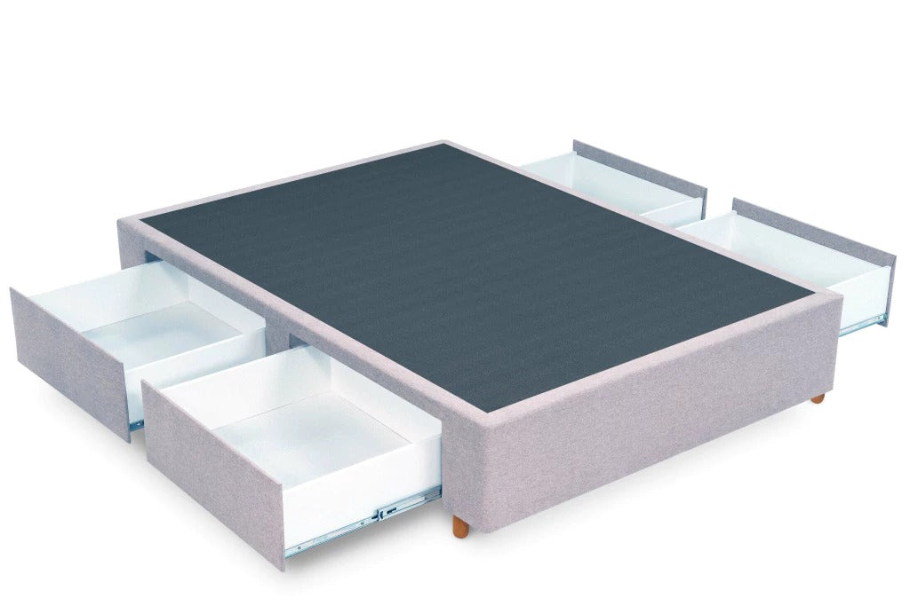 Base Box Casal com Gaveta 138x188x30  Cinza