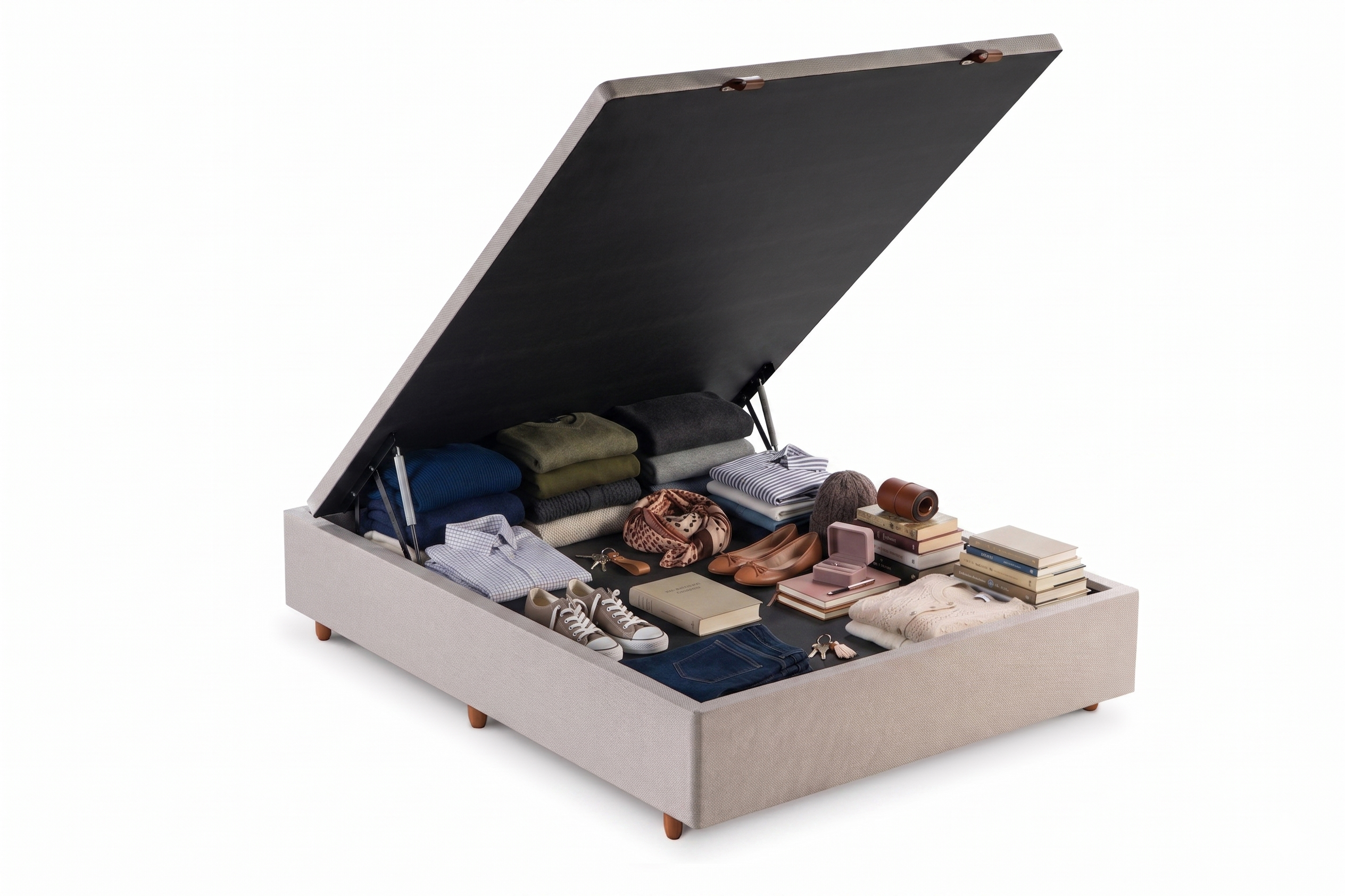 Base Box Baú Queen 158x198x36  Bege