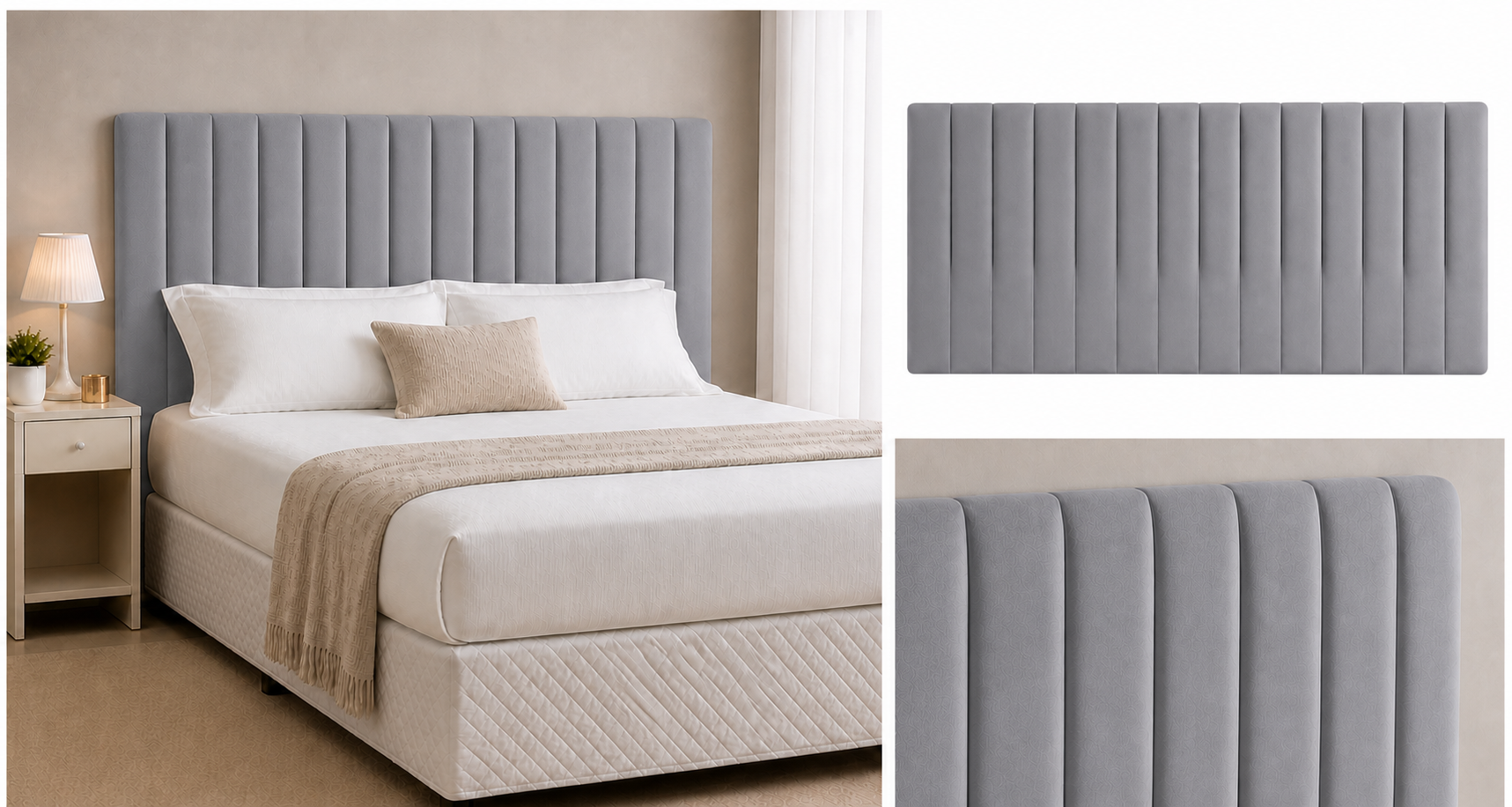 Cabeceira Isabella King 195cm  Cinza