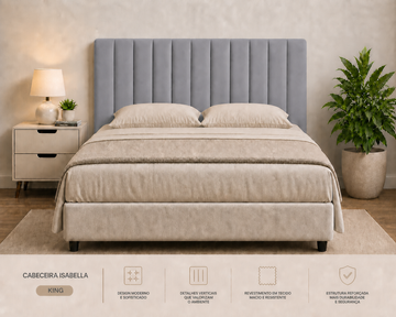 Cabeceira Isabella King 195cm  Cinza