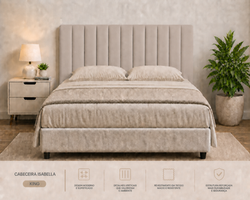 Cabeceira Isabella King 195cm  Bege