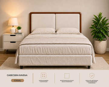Cabeceira Ravena Casal 155cm  Bege