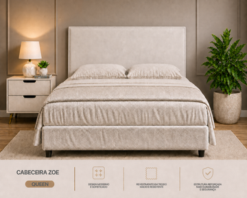Cabeceira Zoe Queen 160cm  Bege