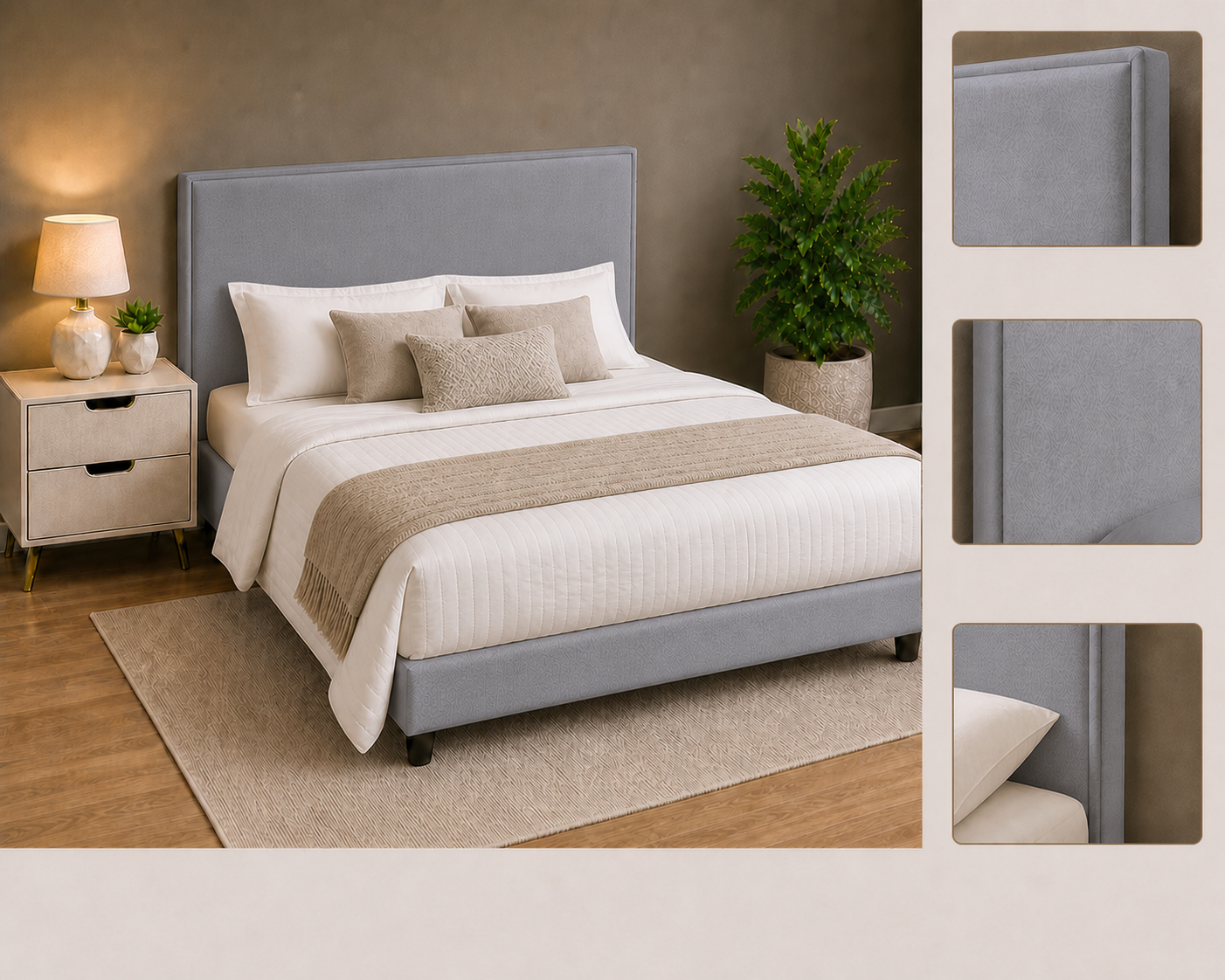 Cabeceira Zoe Casal 140cm  Cinza
