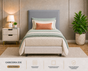 Cabeceira Zoe Solteiro 090cm  Cinza