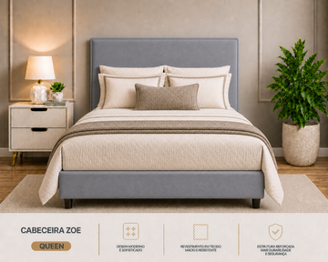 Cabeceira Zoe Queen 160cm  Cinza