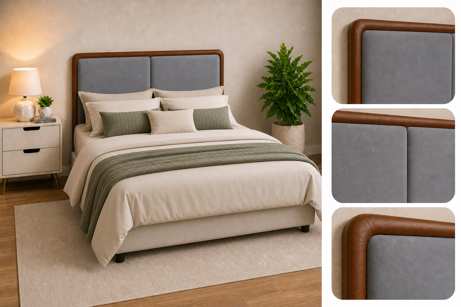 Cabeceira Ravena Casal 155cm  Cinza
