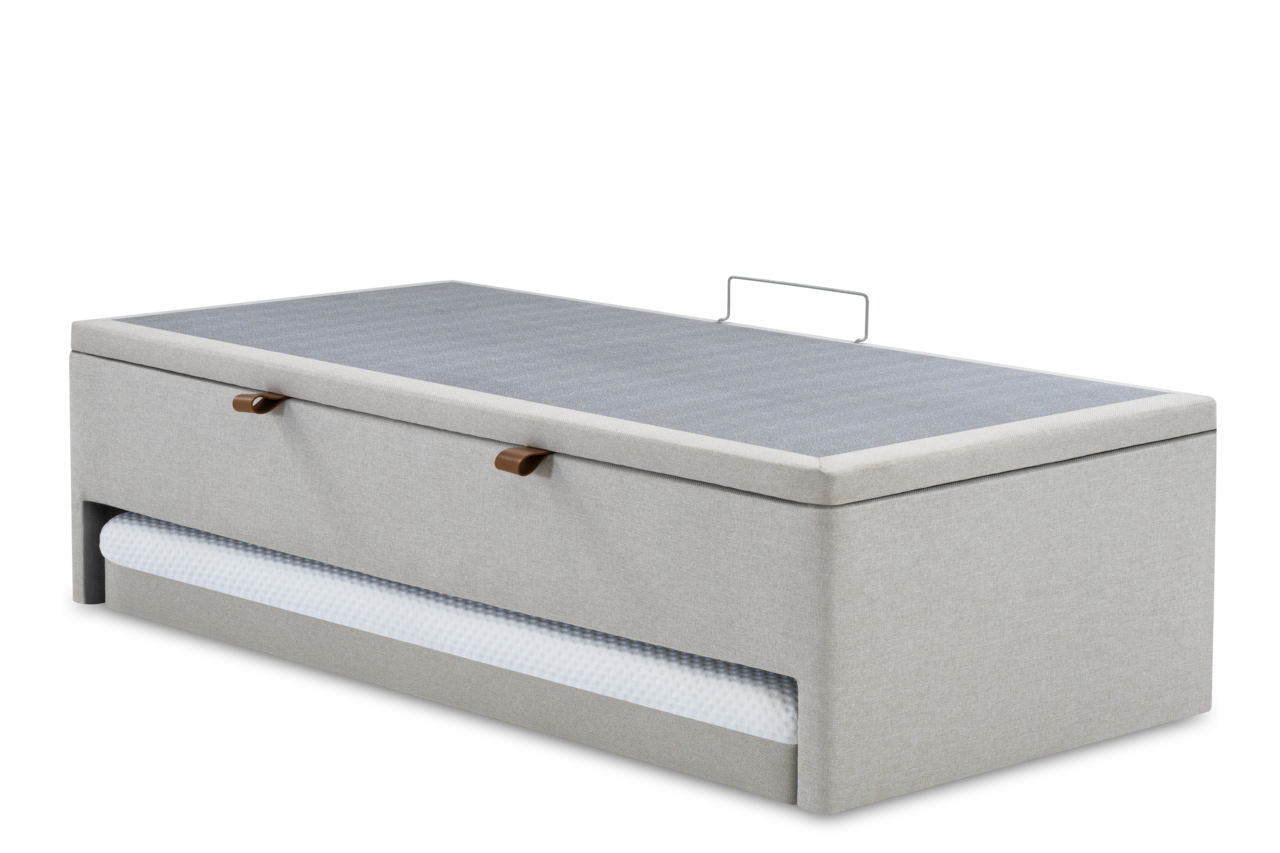 Base Box com Auxiliar e Baú Solteiro 088x188x050  Bege
