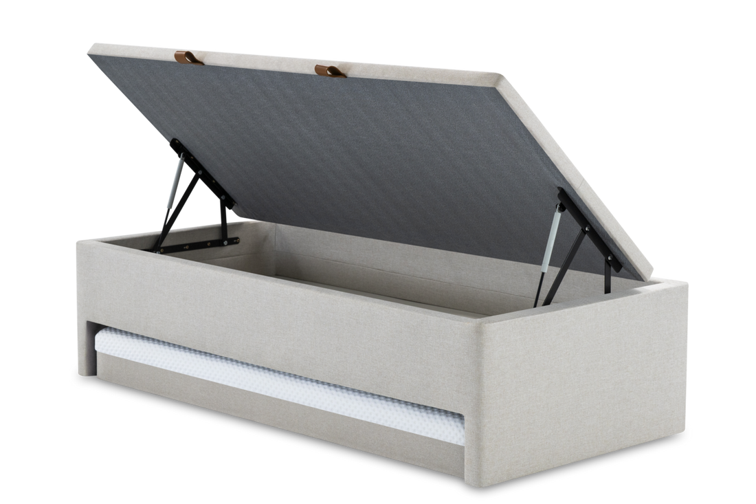 Base Box com Auxiliar e Baú Solteiro 088x188x050  Bege