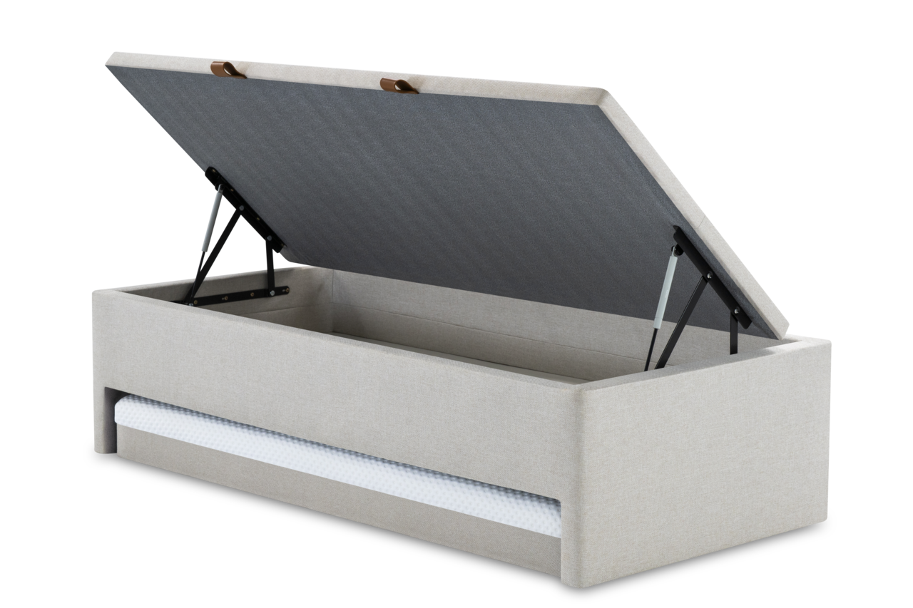 Base Box com Auxiliar e Baú Solteiro 088x188x050  Bege