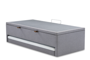 Base Box com Auxiliar e Baú Solteiro 088x188x050  Cinza