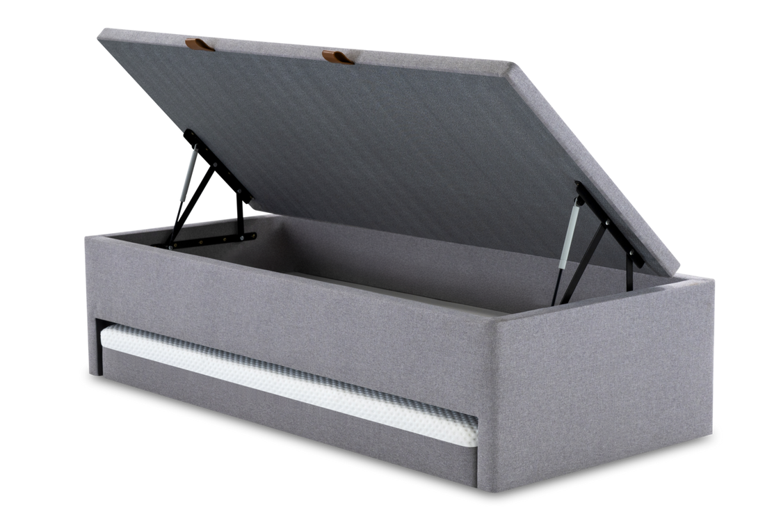 Base Box com Auxiliar e Baú Solteiro 088x188x050  Cinza