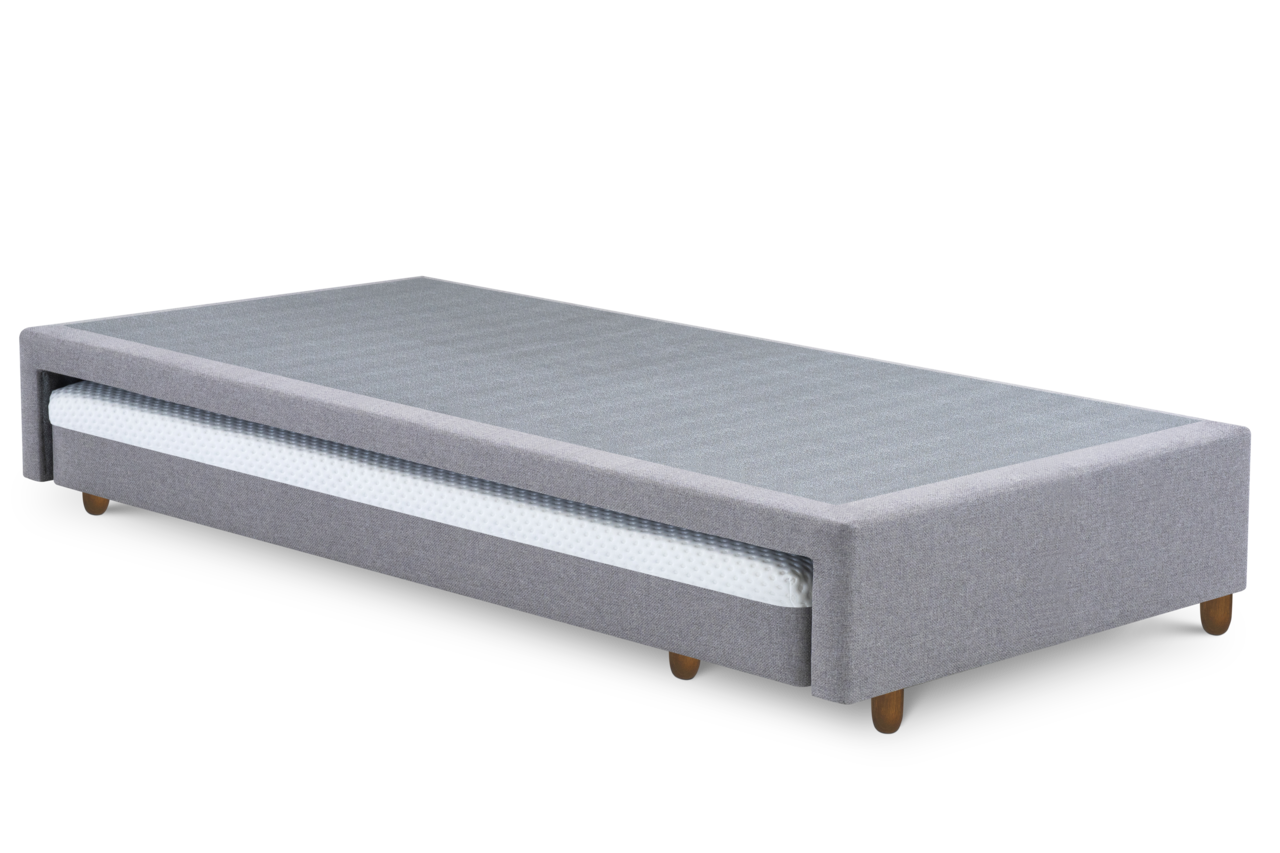 Base Box Solteiro com Auxiliar 088x188x025  Cinza