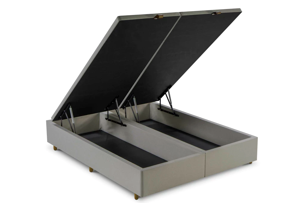 Base Box Baú Bipartido Casal 069x188x36  Cinza