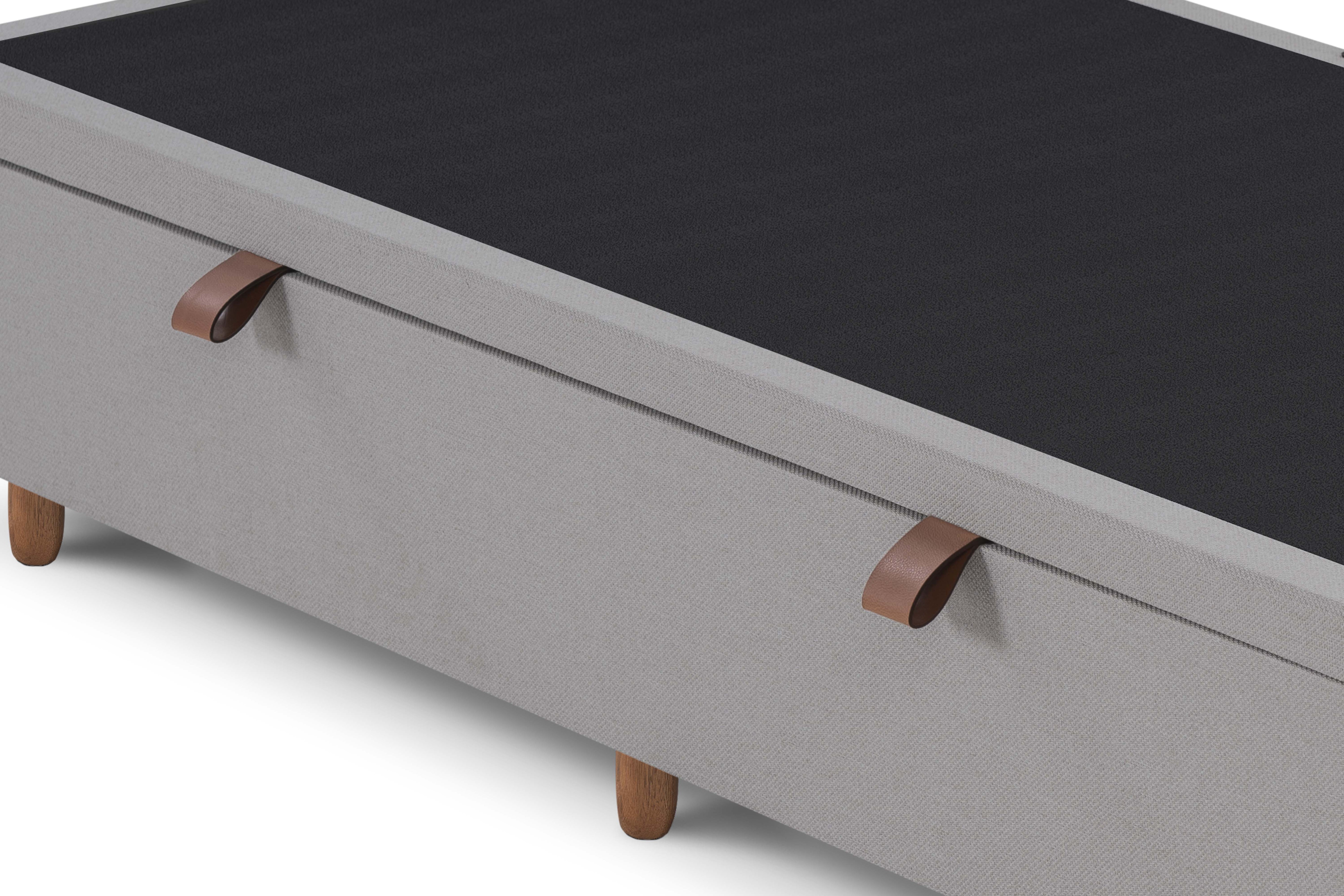 Base Box Baú Solteiro King 96x203x36  Cinza