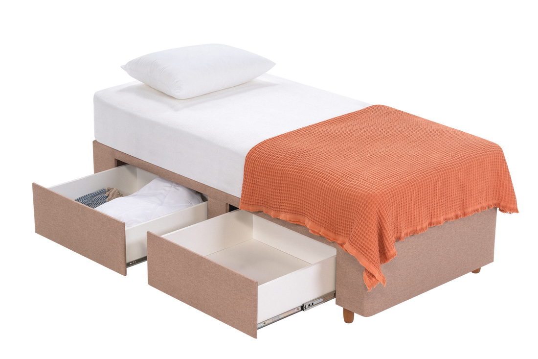 Base Box Solteiro com Gaveta 88x188x30  Bege