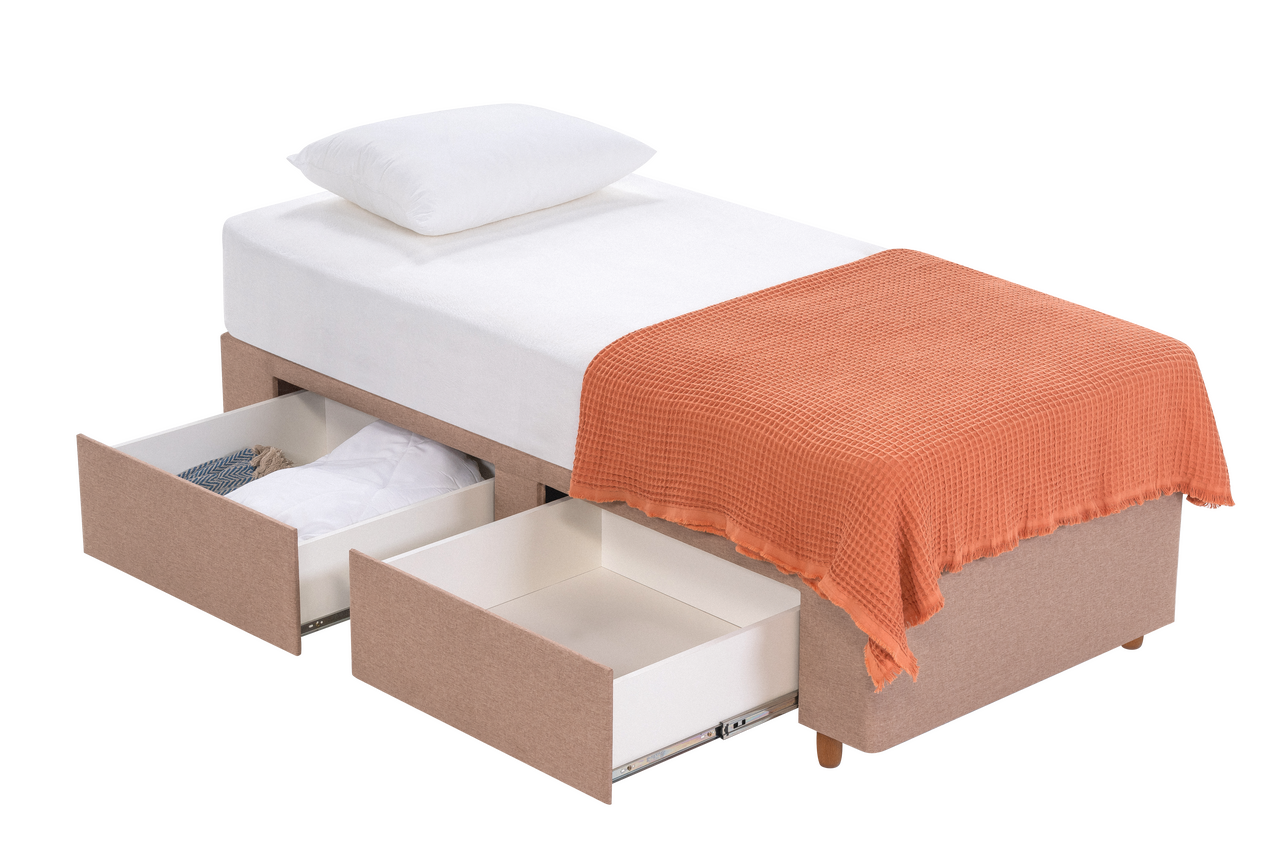 Base Box Solteiro com Gaveta 88x188x30  Bege