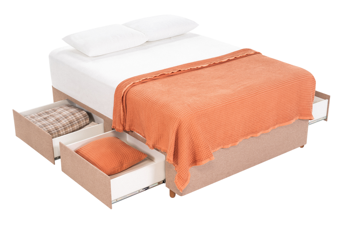 Base Box Casal com Gaveta 138x188x30  Bege
