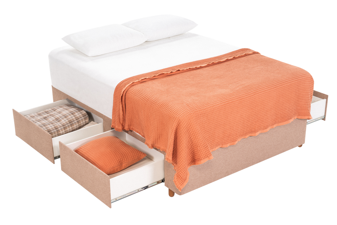 Base Box Casal com Gaveta 138x188x30  Bege